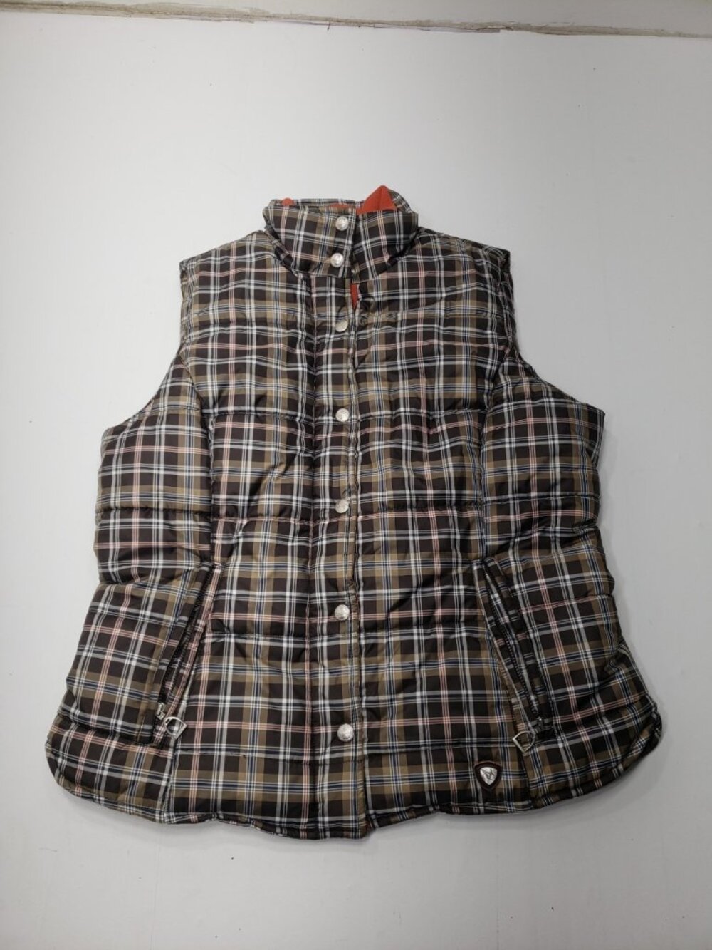 Ariat Plaid Puffer Vest Men’s XL Full Zip Snap Front Insulated Western